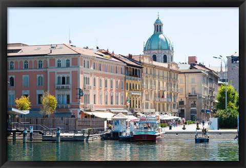 Framed Buildings alongside Lake Como at Piazza Cavour, Como, Lombardy, Italy Print