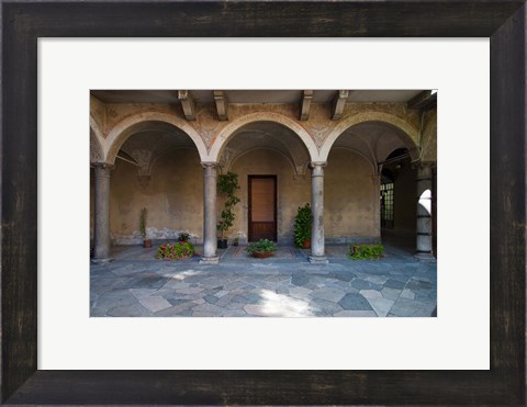 Framed Courtyard of a building, Como, Lombardy, Italy Print
