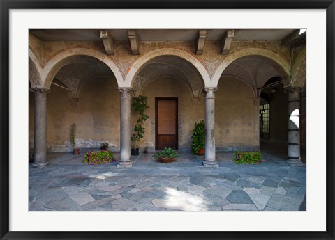 Framed Courtyard of a building, Como, Lombardy, Italy Print