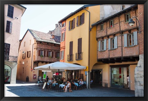 Framed People at sidewalk cafe, Piazza San Fedele, Como, Lombardy, Italy Print