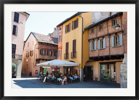 Framed People at sidewalk cafe, Piazza San Fedele, Como, Lombardy, Italy Print