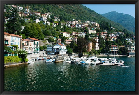 Framed Buildings at the waterfront, Varenna, Lake Como, Lombardy, Italy Print