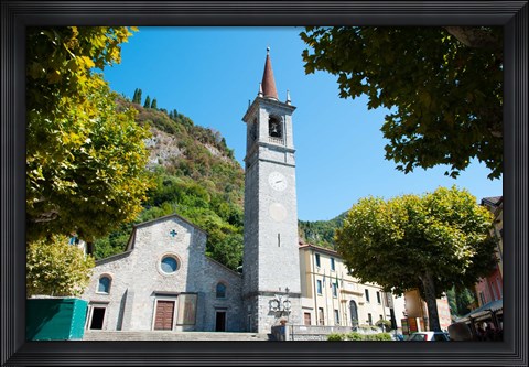 Framed Church on main square, Varenna, Lake Como, Lombardy, Italy Print