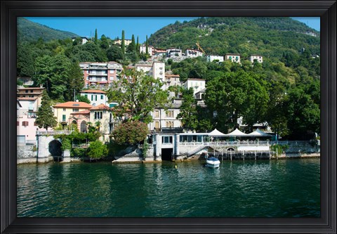 Framed Acquadolce Cafe at the edge of Lake Como, Carate Urio, Province of Como, Lombardy, Italy Print