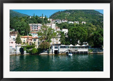 Framed Acquadolce Cafe at the edge of Lake Como, Carate Urio, Province of Como, Lombardy, Italy Print