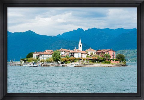 Framed Town on an Island, Isola dei Pescatori, Stresa, Lake Maggiore, Piedmont, Italy Print