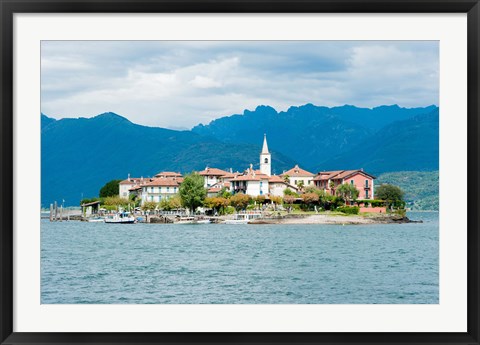 Framed Town on an Island, Isola dei Pescatori, Stresa, Lake Maggiore, Piedmont, Italy Print