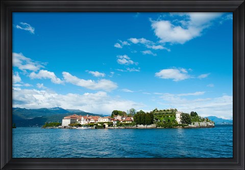 Framed Isola Bella seen from ferry, Stresa, Lake Maggiore, Piedmont, Italy Print