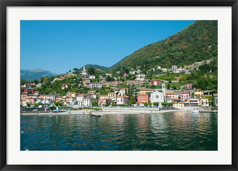 Framed Building in a town at the waterfront, Argeno, Lake Como, Lombardy, Italy Print