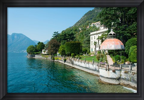 Framed Home along a lake, Lake Como, Sala Comacina, Lombardy, Italy Print