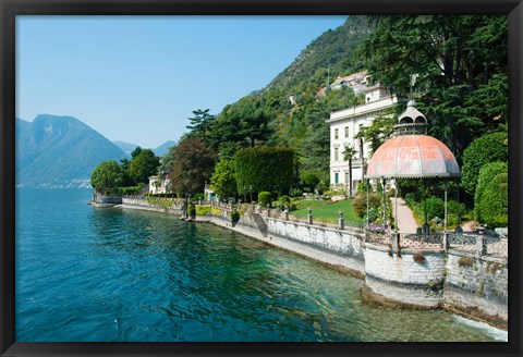 Framed Home along a lake, Lake Como, Sala Comacina, Lombardy, Italy Print