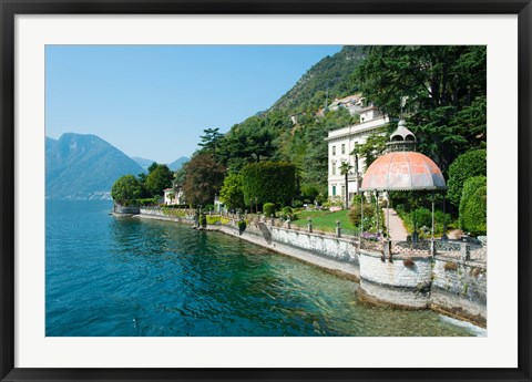 Framed Home along a lake, Lake Como, Sala Comacina, Lombardy, Italy Print