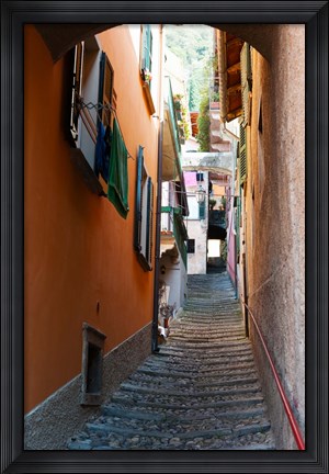 Framed Town steep street, Varenna, Como, Lombardy, Italy Print
