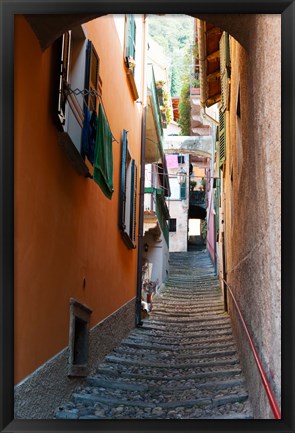 Framed Town steep street, Varenna, Como, Lombardy, Italy Print