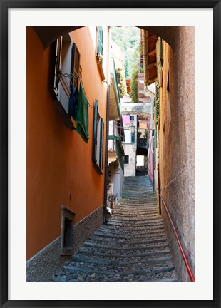 Framed Town steep street, Varenna, Como, Lombardy, Italy Print