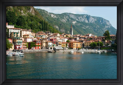 Framed Buildings in a Town at the Waterfront, Varenna, Lake Como, Lombardy, Italy Print