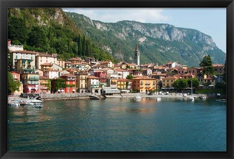 Framed Buildings in a Town at the Waterfront, Varenna, Lake Como, Lombardy, Italy Print