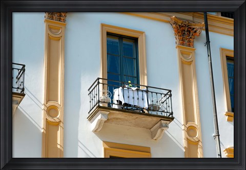 Framed Table for two on balcony of room at Villa D&#39;Este hotel, Cernobbio, Como, Lombardy, Italy Print