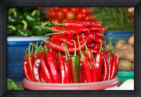 Framed Vegetable for sale at a market stall, Candi Kuning, Baturiti, Bali, Indonesia Print
