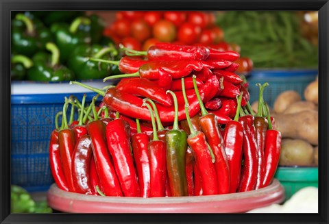 Framed Vegetable for sale at a market stall, Candi Kuning, Baturiti, Bali, Indonesia Print