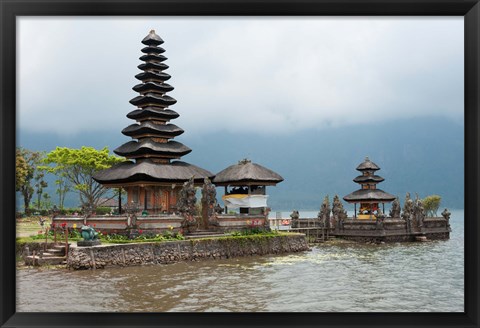 Framed Pura Ulun Danu Bratan temple on the edge of Lake Bratan, Baturiti, Bali, Indonesia Print