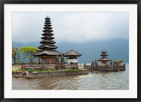 Framed Pura Ulun Danu Bratan temple on the edge of Lake Bratan, Baturiti, Bali, Indonesia Print