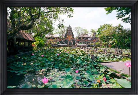 Framed Water lilies in a pond at the Pura Taman Saraswati Temple, Ubud, Bali, Indonesia Print
