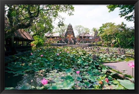 Framed Water lilies in a pond at the Pura Taman Saraswati Temple, Ubud, Bali, Indonesia Print