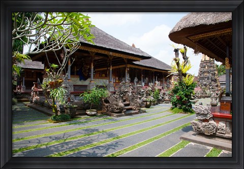 Framed Inner grounds of the 1950&#39;s Pura Taman Saraswati temple, Ubud, Bali, Indonesia Print