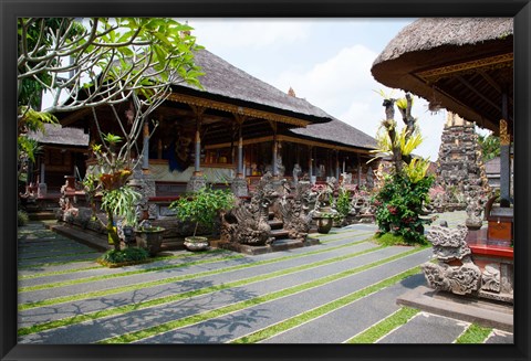 Framed Inner grounds of the 1950&#39;s Pura Taman Saraswati temple, Ubud, Bali, Indonesia Print