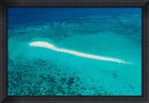Framed Aerial view of Coral Reef, Great Barrier Reef, Queensland, Australia Print