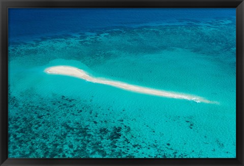 Framed Aerial view of Coral Reef, Great Barrier Reef, Queensland, Australia Print