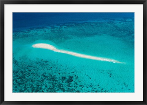 Framed Aerial view of Coral Reef, Great Barrier Reef, Queensland, Australia Print