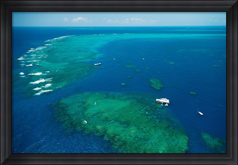 Framed Aerial View of Great Barrier Reef, Queensland, Australia Print
