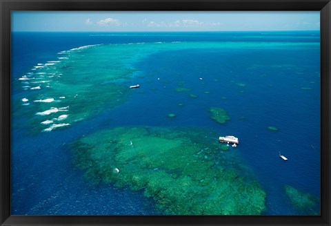 Framed Aerial View of Great Barrier Reef, Queensland, Australia Print