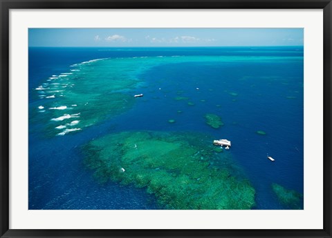 Framed Aerial View of Great Barrier Reef, Queensland, Australia Print