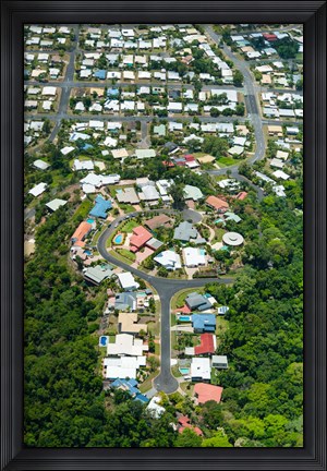 Framed Exclusive houses on hilltop cul-de-sac, Toogood Road, Bayview Heights, Cairns, Queensland, Australia Print