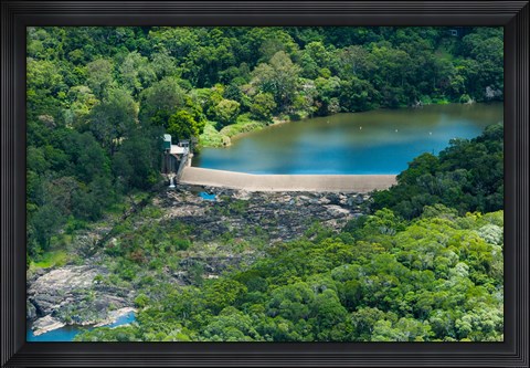 Framed Aerial view of a dam on Barron River, Kuranda, Cairns, Queensland, Australia Print