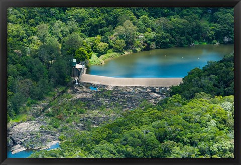 Framed Aerial view of a dam on Barron River, Kuranda, Cairns, Queensland, Australia Print