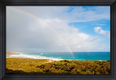 Framed Rainbow over the Pacific ocean, South Ocean Resort, Kangaroo Island, South Australia, Australia Print