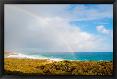 Framed Rainbow over the Pacific ocean, South Ocean Resort, Kangaroo Island, South Australia, Australia Print