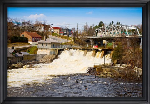 Framed Spring flood at Hydro Falls on Muskoka River, Bracebridge, Ontario, Canada Print