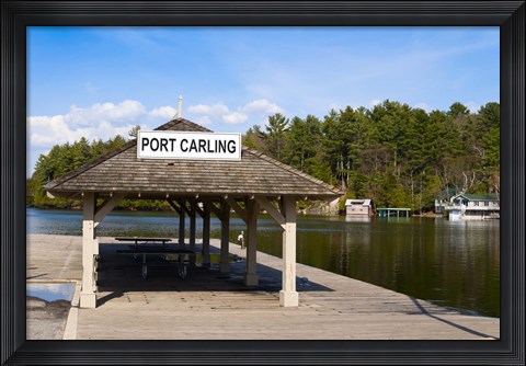 Framed Town dock and cottages at Port Carling, Ontario, Canada Print