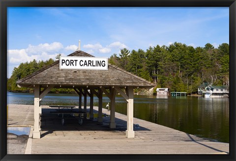 Framed Town dock and cottages at Port Carling, Ontario, Canada Print