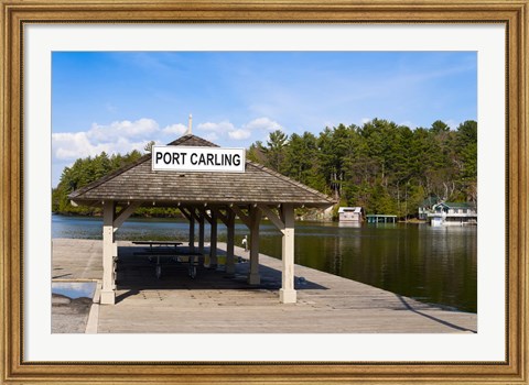 Framed Town dock and cottages at Port Carling, Ontario, Canada Print
