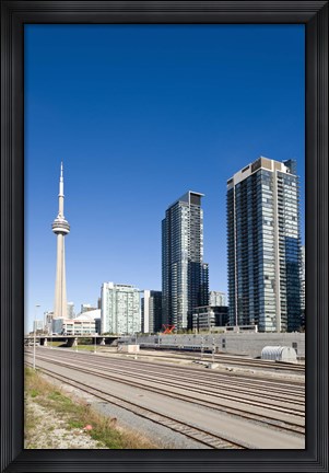 Framed Skyscrapers and Railway yard with CN Tower in the background, Toronto, Ontario, Canada 2013 Print