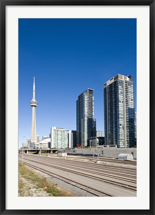 Framed Skyscrapers and Railway yard with CN Tower in the background, Toronto, Ontario, Canada 2013 Print