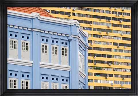 Framed Restored Building in Chinatown, Singapore Print