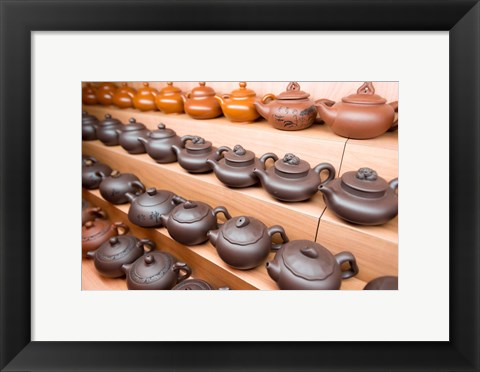 Framed Rows of Chinese Teapots, Chinatown, Singapore Print
