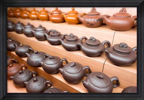 Framed Rows of Chinese Teapots, Chinatown, Singapore Print